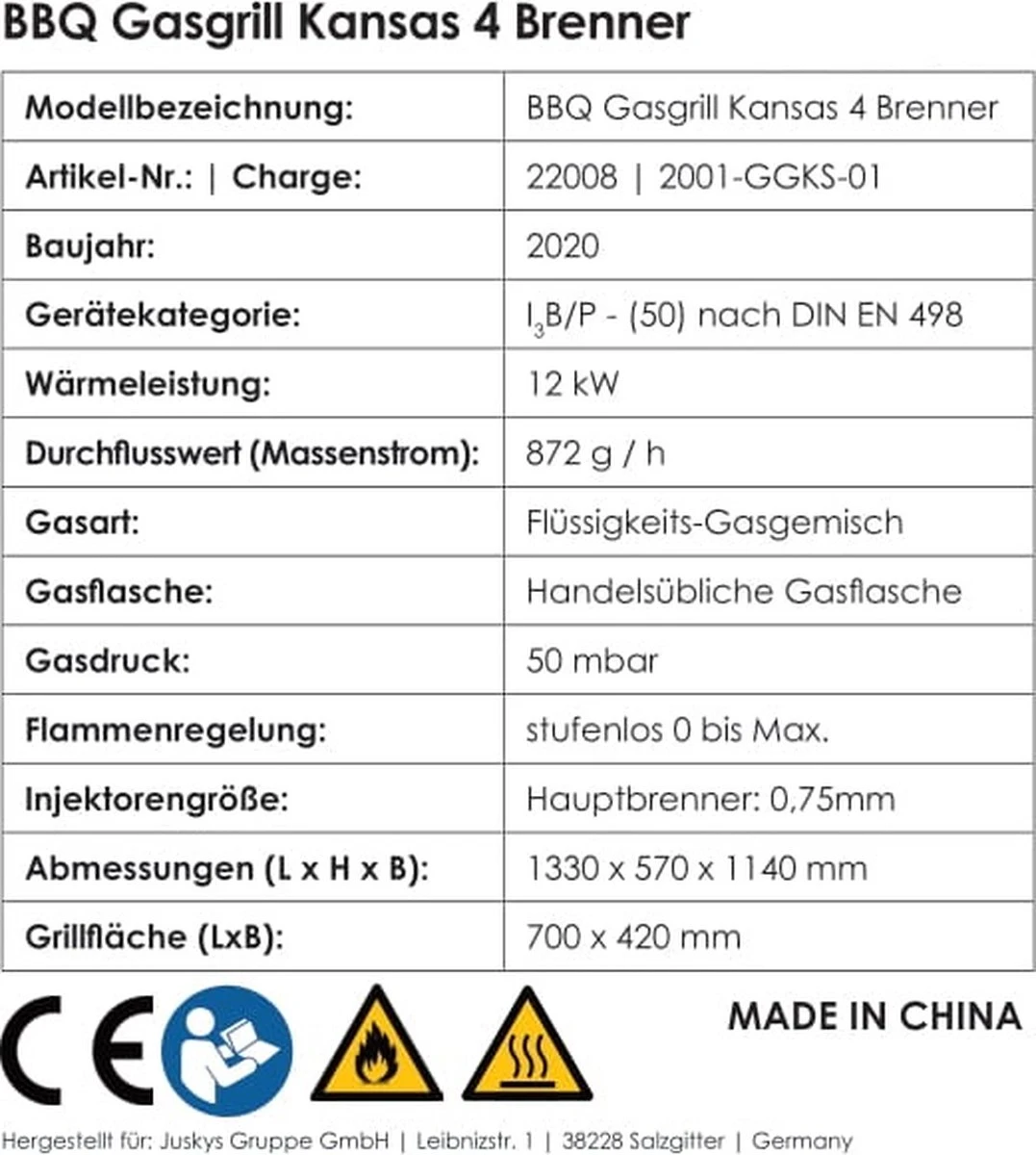 Kansas Gasgrill Barbecue - 4 Pits - RVS - Afbeelding 5