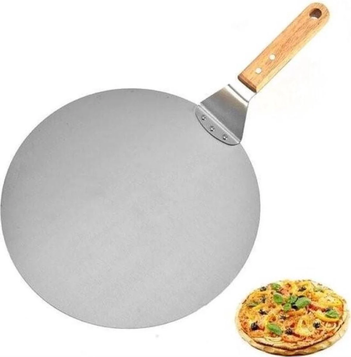 Luxe Pizzaschep Voor Verse Pizza - Extra Groot - RVS 30CM - Grote Pizza Schep Voor Oven Of BBQ Barbecue - Hout Handvat - Pizzaspatel Voor Zelfgemaakte Ovenpizza - Afbeelding 5