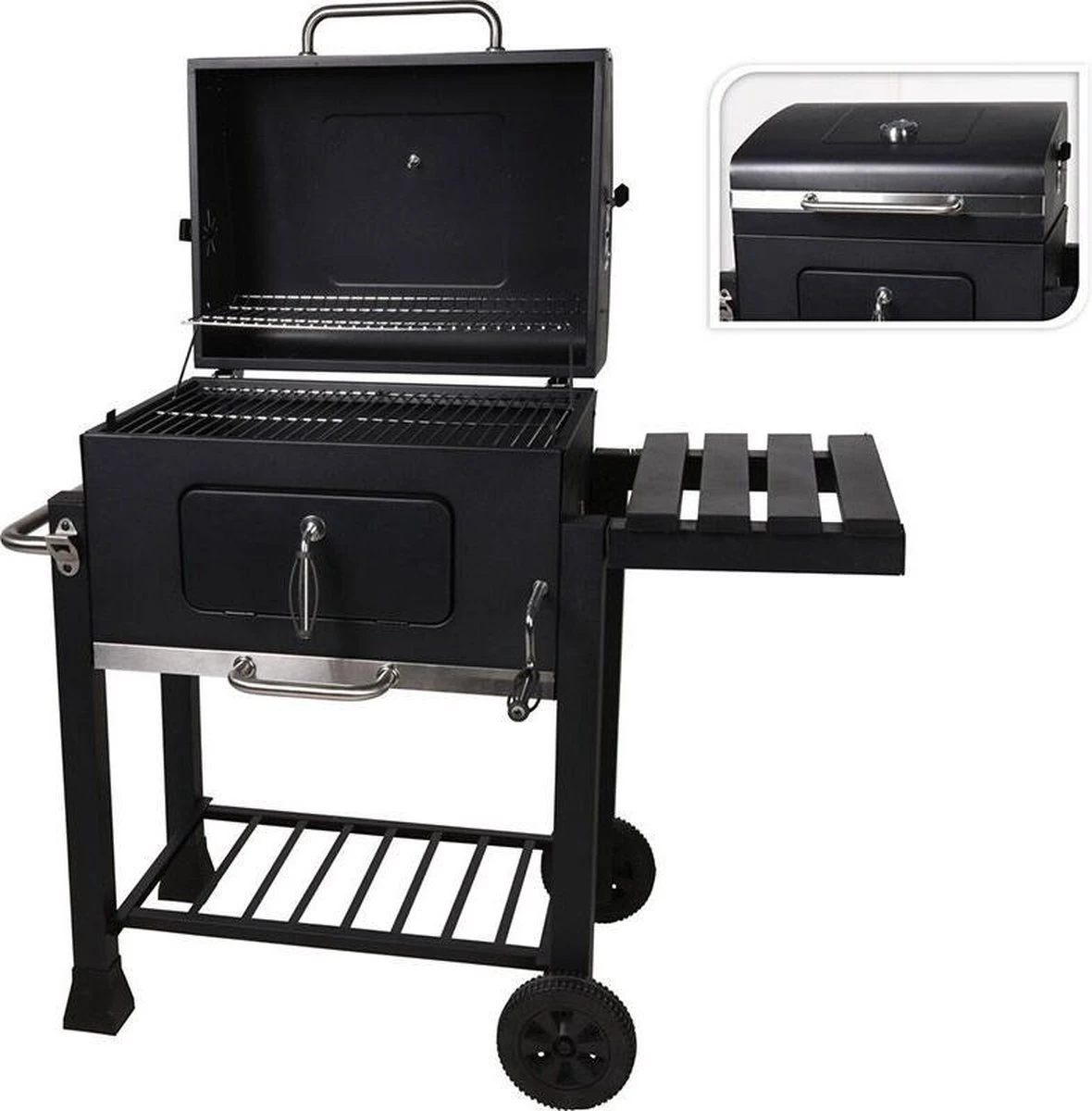 Houtskool BBQ Op Wielen + Tafel | Mat Zwart - X86000060 - Afbeelding 4