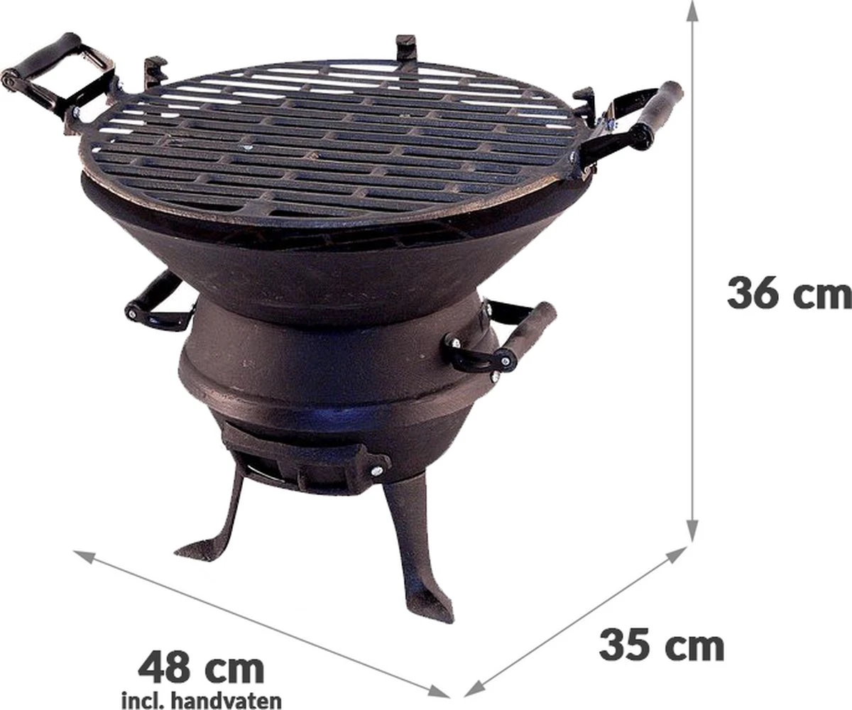 Potkachel Houtskoolbarbecue - 35 Cm - Gietijzer - Afbeelding 3