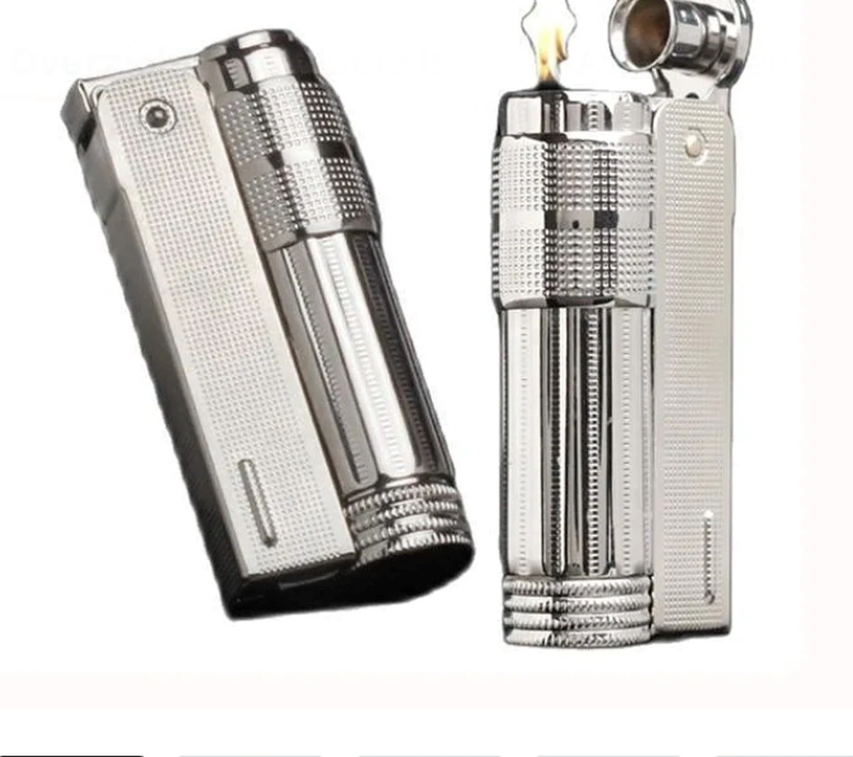 Merkloos Aansteker Metaal In De Kleur Silver Op Benzine - Afbeelding 2