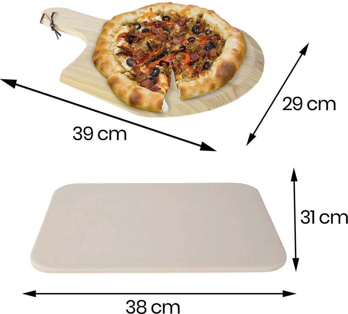Buxibo 2in1 Pizzasteen - Voor BBQ & Oven - Inclusief Serveer Plank - Pizzabord/Pizzaplank - 30.5 X 38.1 X 1.4 Cm - Afbeelding 12