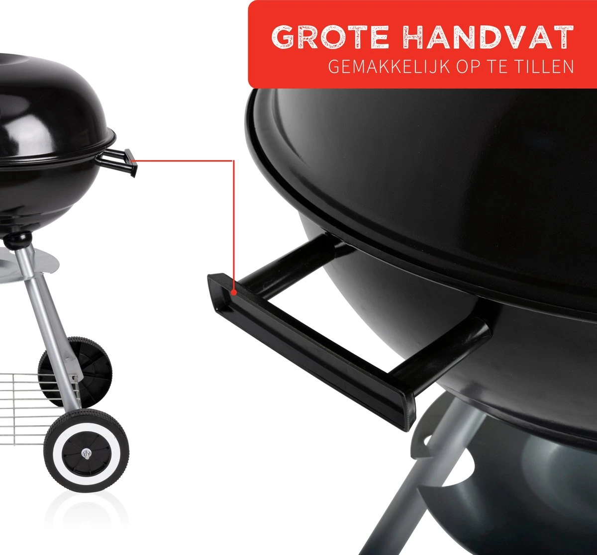 BBQ Collection Houtskoolbarbecue - Kogelbarbecue 45 X 60 Centimeter - Ronde Barbecue - Barbecue Op Wielen - Zwart - Metaal - Afbeelding 14