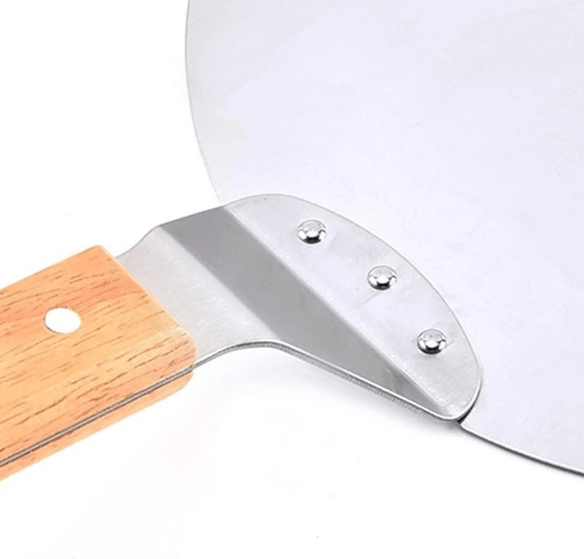 Luxe Pizzaschep Voor Verse Pizza - Extra Groot - RVS 30CM - Grote Pizza Schep Voor Oven Of BBQ Barbecue - Hout Handvat - Pizzaspatel Voor Zelfgemaakte Ovenpizza - Afbeelding 4