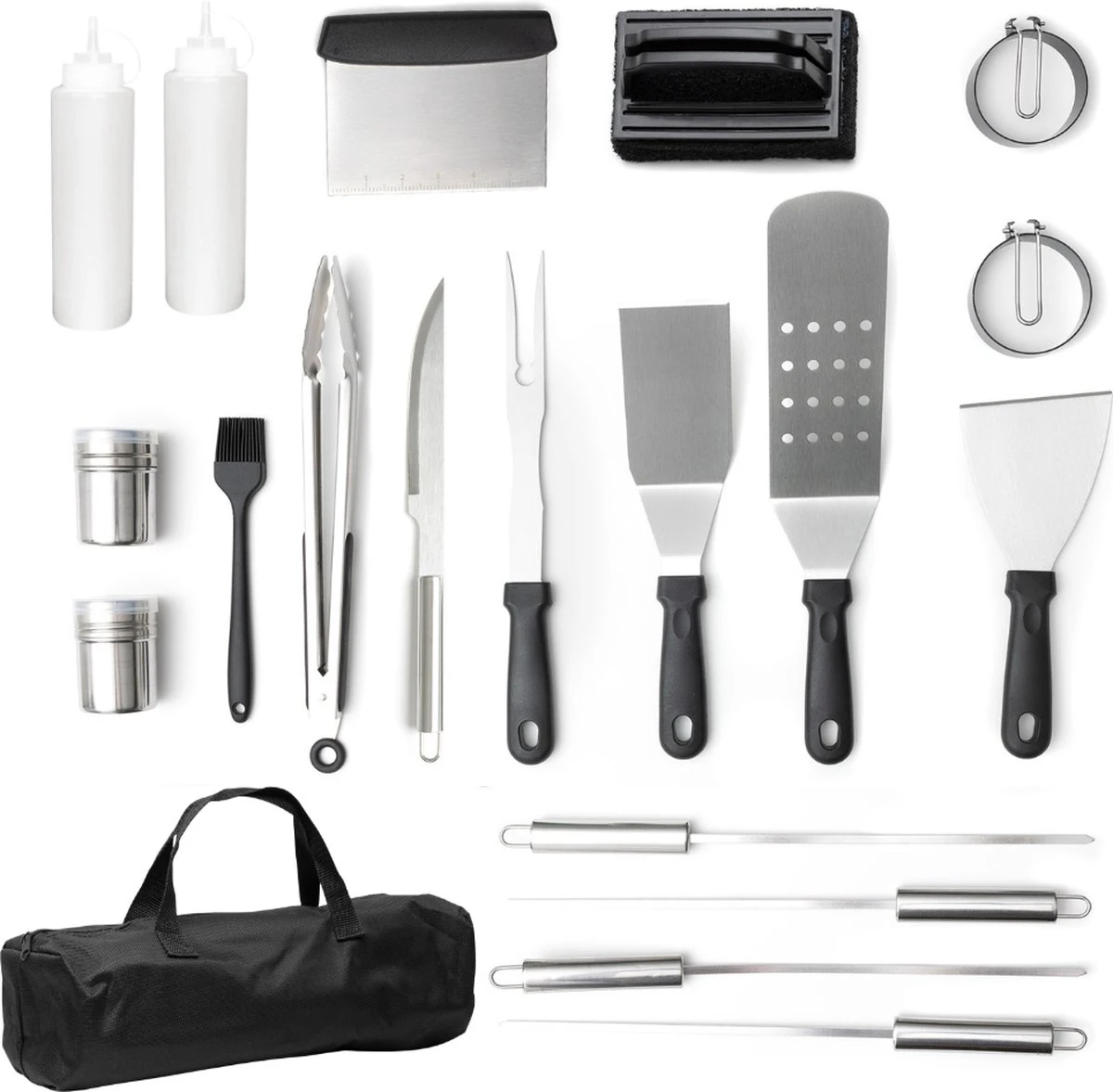 BBQ Gereedschapset - Opbergtas - BBQ Accessoires - BBQ Tang - BBQ Set - BBQ Borstel - BBQ Gereedschap - Roestvrij Staal - Afbeelding 8