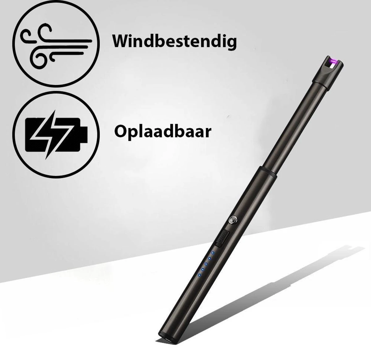 Oplaadbare Lange Dunne Elektrische Aansteker - Duurzame Plasma Aansteker - Inclusief Cadeauverpakking - BBQ – Kaarsen - Zwart - Afbeelding 2