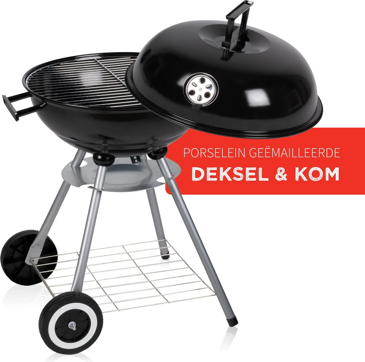 BBQ Collection Houtskoolbarbecue - Kogelbarbecue 45 X 60 Centimeter - Ronde Barbecue - Barbecue Op Wielen - Zwart - Metaal - Afbeelding 12