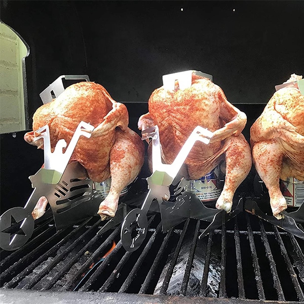 GrillX Beer Can Chicken Houder - Kiphouder Motorcycle - BBQ Accesoires - Bierkip - Barbeque Gereedschap - Chicken Sitter - Afbeelding 4