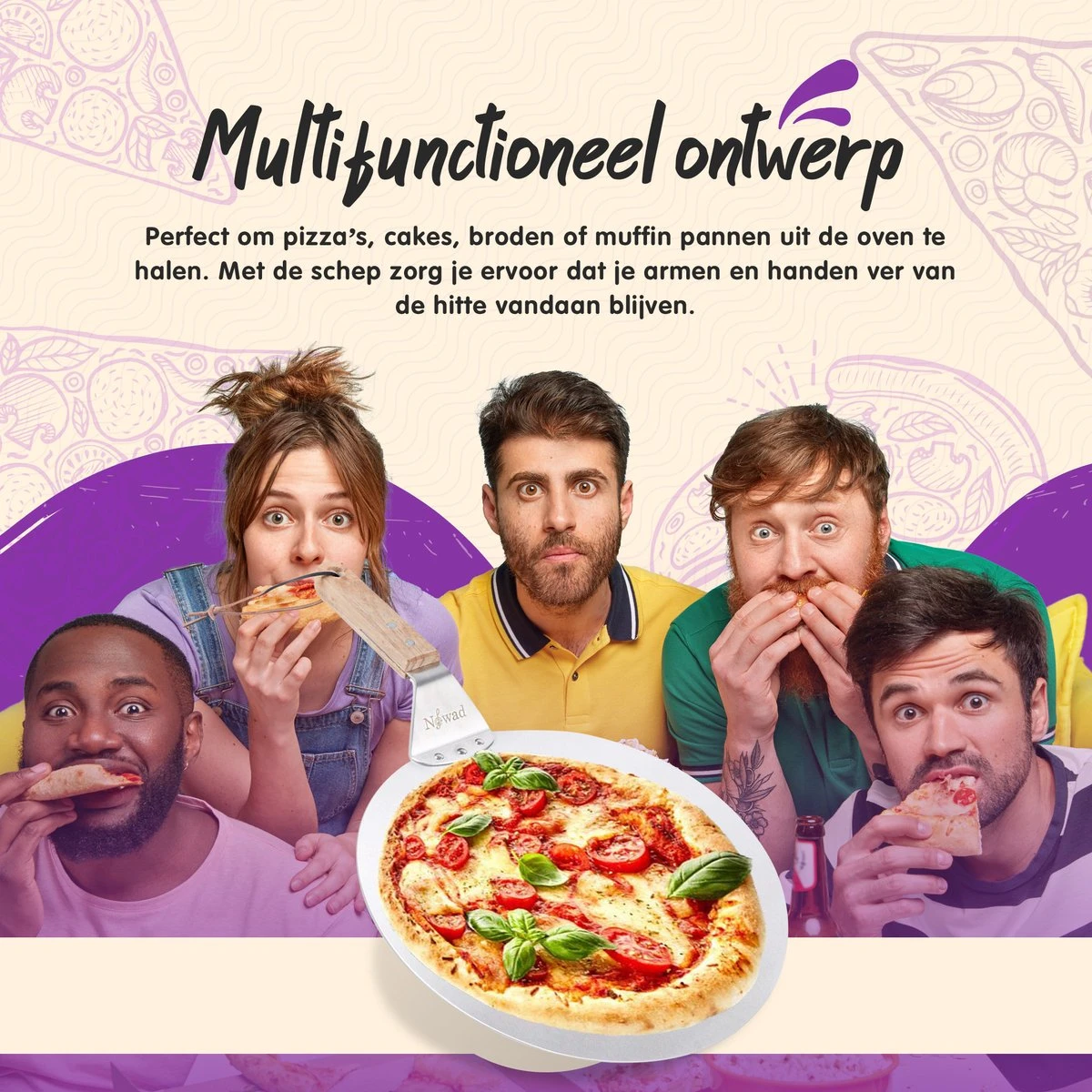 Nowad Pizzaschep RVS Rond Voor BBQ En Oven - 30,5 Cm - Pizzaspatel - Taartschep - Houten Handvat - Ophangbaar - Rond - Vaatwasbestendig - Keukenaccessoires - Afbeelding 12