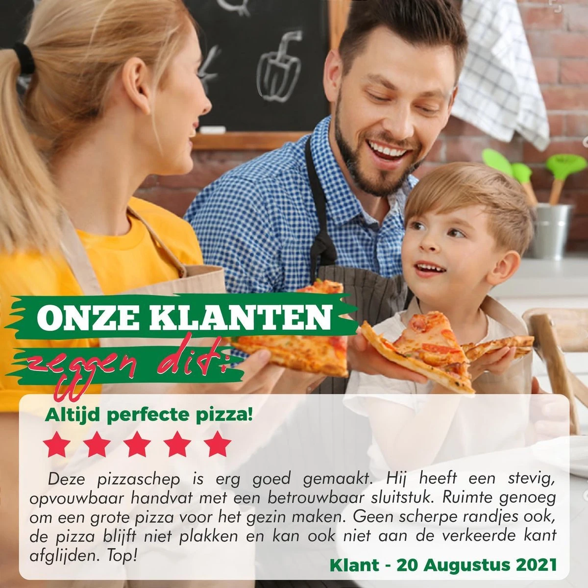 Ecowize Pizzaschep Voor BBQ En Oven - Aluminium Pizzaspatel Vierkant 30cm Met Inklapbaar Handvat - Met Extra Professionele Pizzasnijder - Afbeelding 4