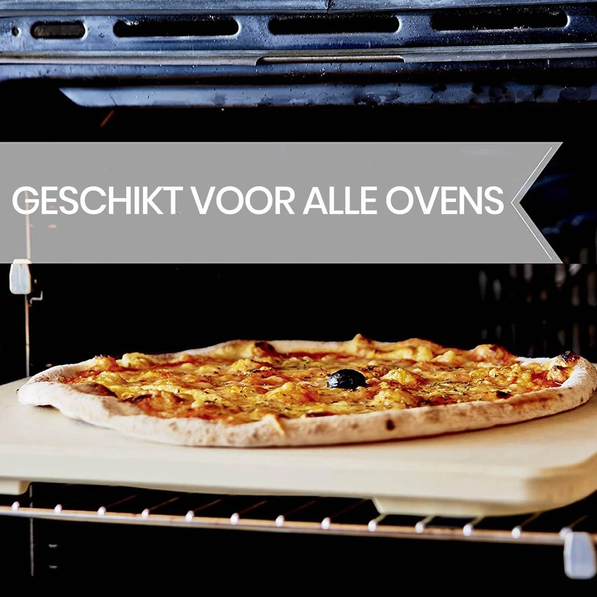 Buxibo 2in1 Pizzasteen - Voor BBQ & Oven - Inclusief Serveer Plank - Pizzabord/Pizzaplank - 30.5 X 38.1 X 1.4 Cm - Afbeelding 5