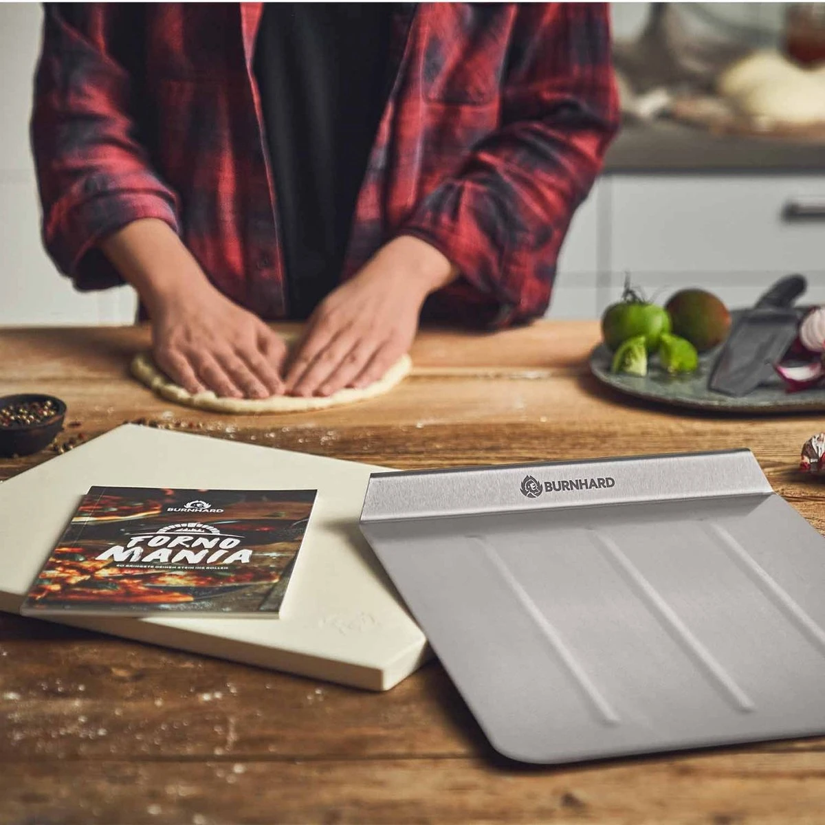 Burnhard Pizzasteen 38 X 30 X 1,5 Cm + Pizzaschep - Afbeelding 6