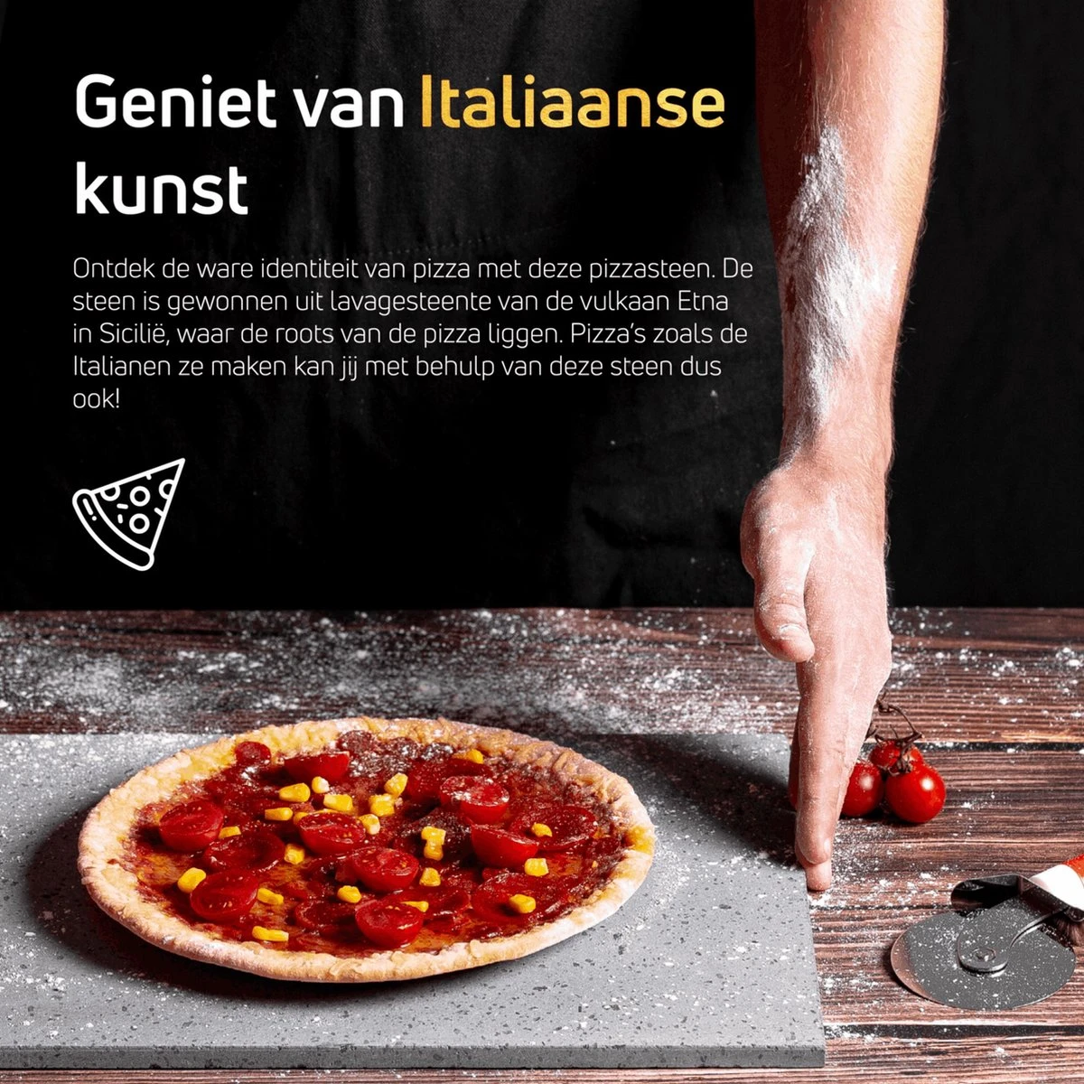 Pizzasteen BBQ Oven - Lava Van Vulkaan Etna - Barbecue Accesoires - Made In Italy - Broodbaksteen - 30x38x1.1 - VDN - Afbeelding 4