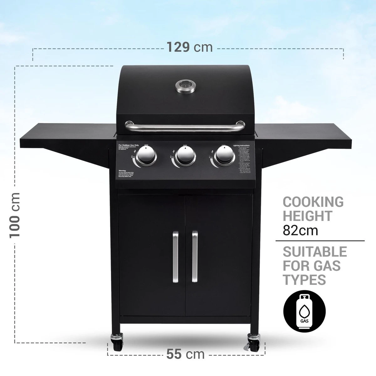 MaxxGarden Gas Barbecue - 3 Branders - Incl. Gratis BBQ Set - Afbeelding 6