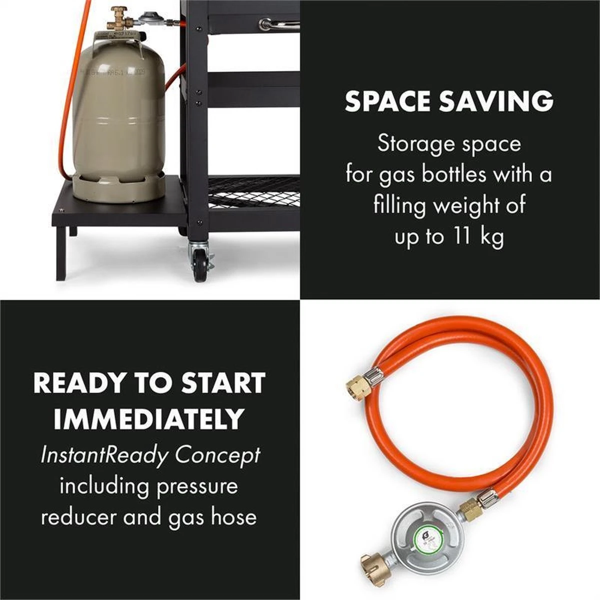 Klarstein Kingsville Double Barbecue - Houtskool- En Gasbarbecue - Smoker BBQ - Inclusief Deksels En Thermometer - Met 2 Roosters - Zwart - Afbeelding 4