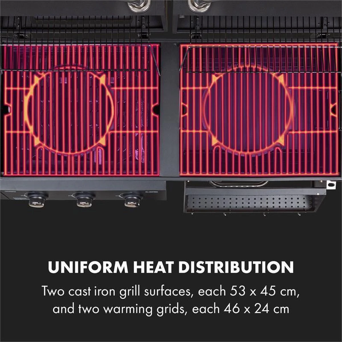 Klarstein Kingsville Double Barbecue - Houtskool- En Gasbarbecue - Smoker BBQ - Inclusief Deksels En Thermometer - Met 2 Roosters - Zwart - Afbeelding 9