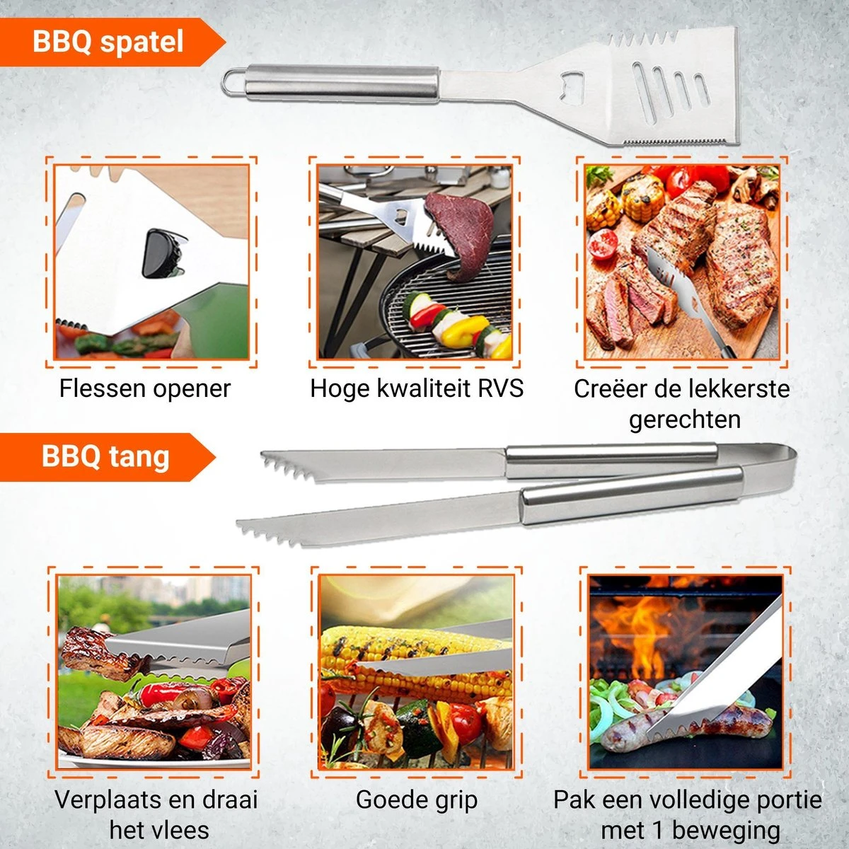BBQ Accesoires Gereedschapset Koffer Set Tang Borstel Schort Barbecue Dagdeals - Chef Cook BBQ Accessoires Set - Afbeelding 6