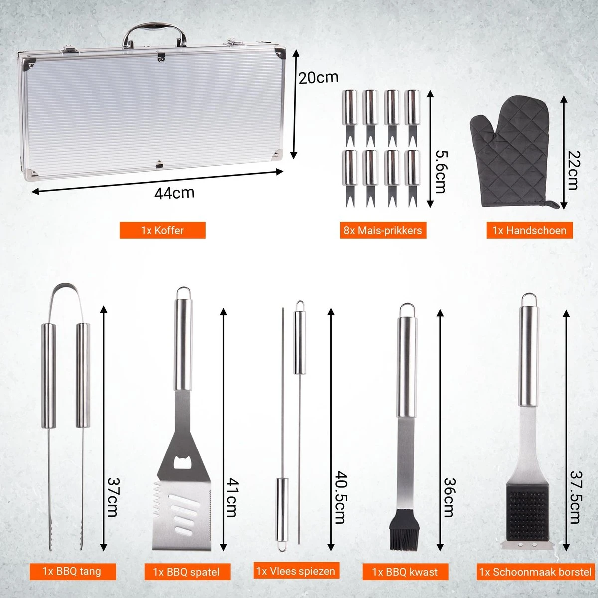 BBQ Accesoires Gereedschapset Koffer Set Tang Borstel Schort Barbecue Dagdeals - Chef Cook BBQ Accessoires Set - Afbeelding 9