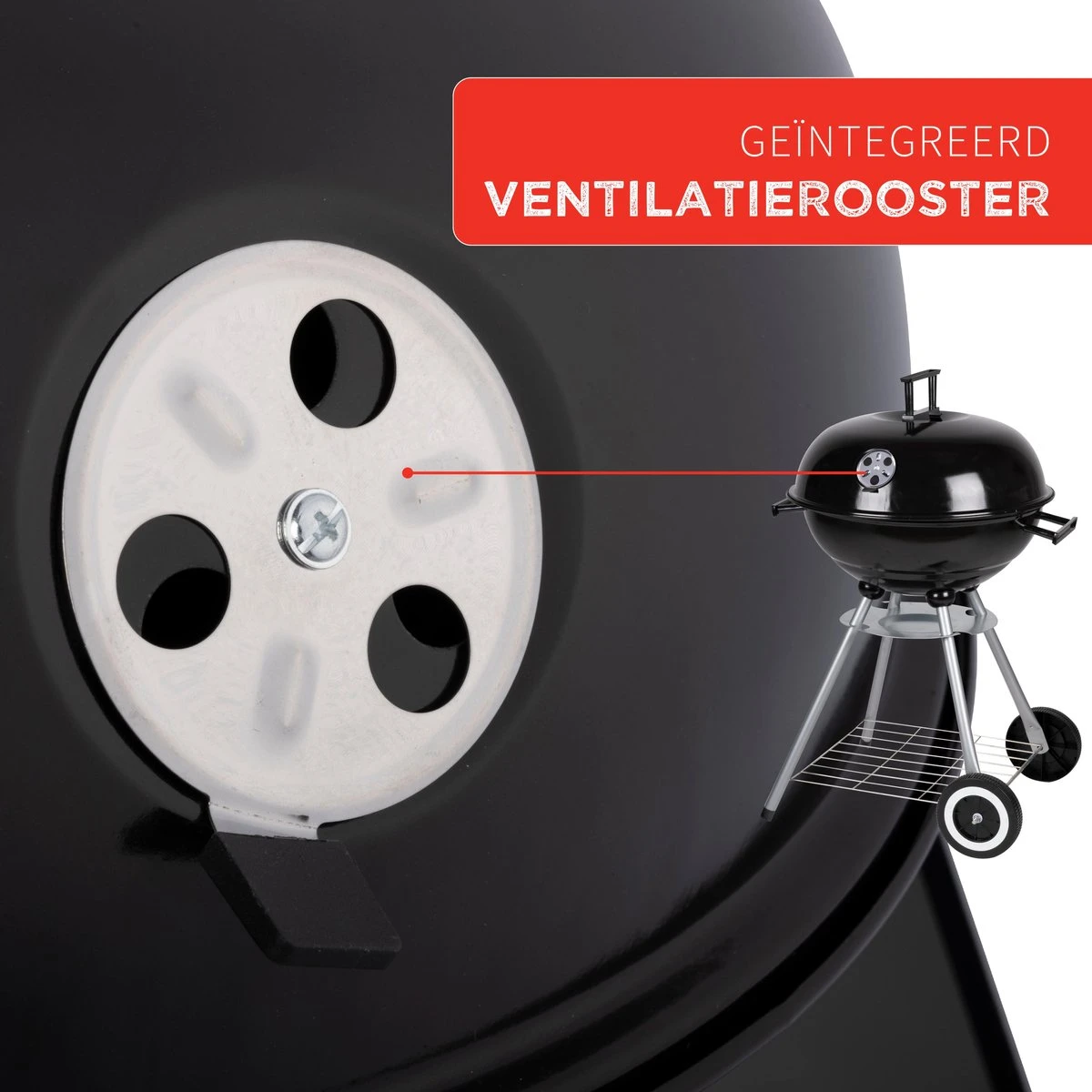 BBQ Collection Houtskoolbarbecue - Kogelbarbecue 45 X 60 Centimeter - Ronde Barbecue - Barbecue Op Wielen - Zwart - Metaal - Afbeelding 8