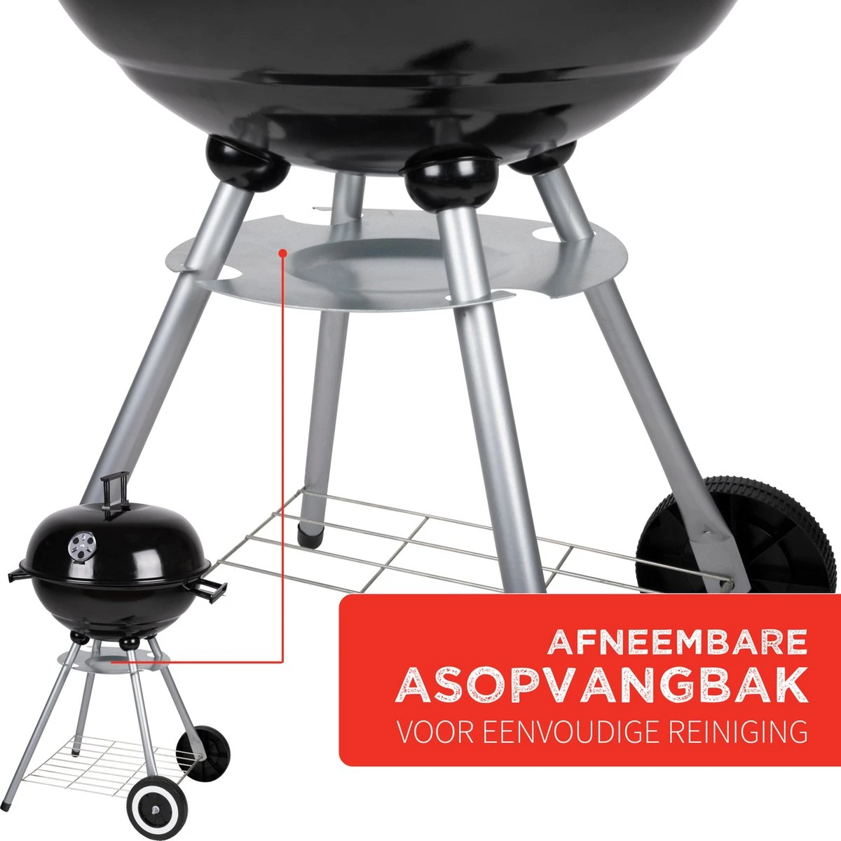 BBQ Collection Houtskoolbarbecue - Kogelbarbecue 45 X 60 Centimeter - Ronde Barbecue - Barbecue Op Wielen - Zwart - Metaal - Afbeelding 10