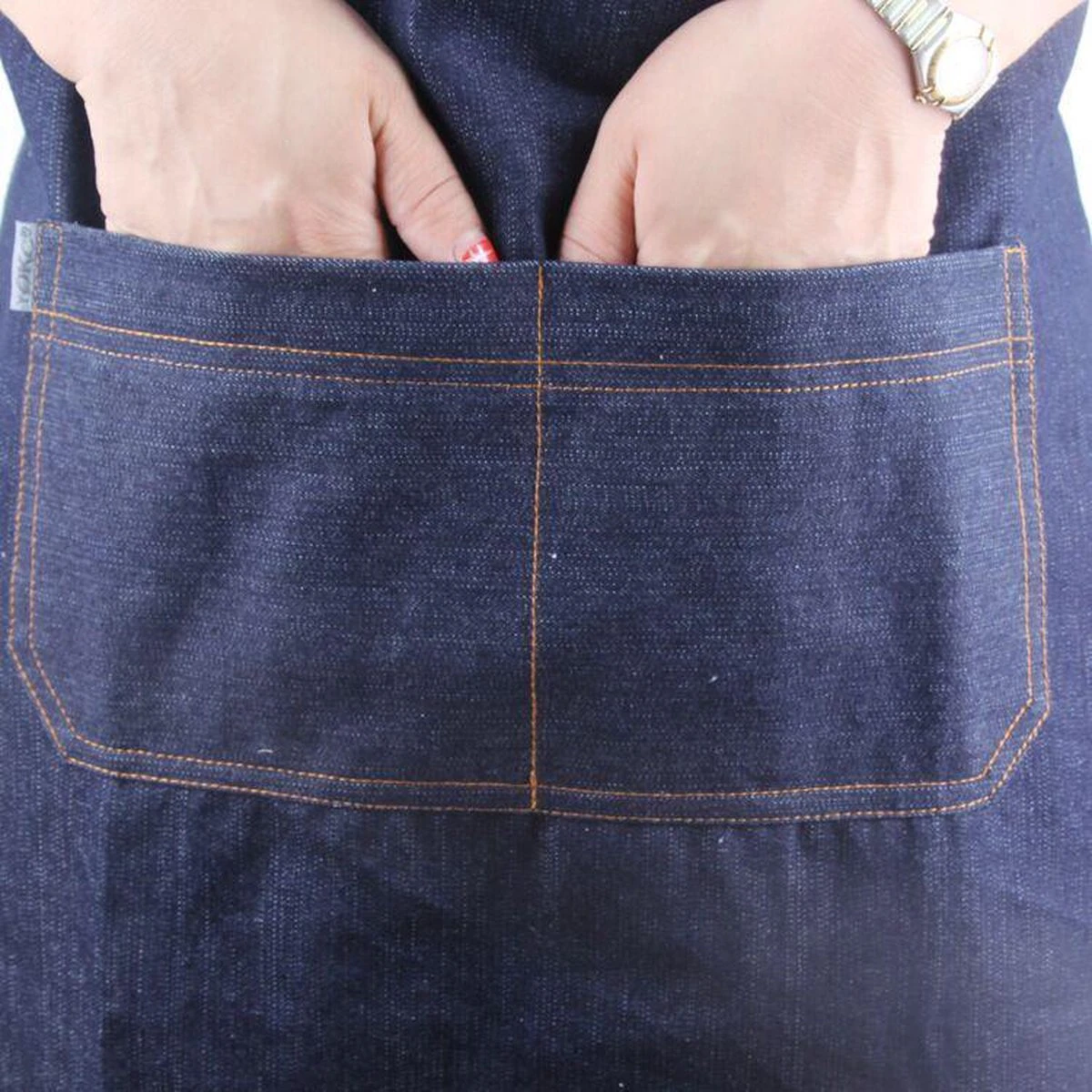 Merkloos Denim Schort - Dames - Heren - Spijkerstof - Keuken Schort - Koken - Koks Schort - Hobby - BBQ - Hip - CADEAU TIP! - Afbeelding 3