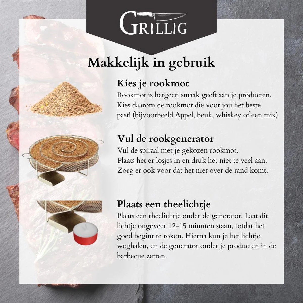 Grillig - Koud Rookgenerator - Cold Smoke Generator - Voor Het Koud Roken Van Vlees - Vis - Kaas - Noten - Afbeelding 2