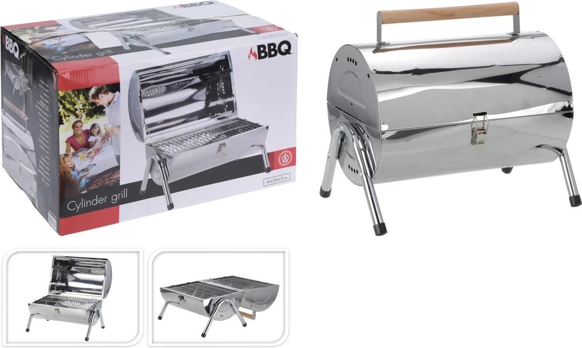 BBQ Collection Houtskoolbarbecue - Cilinder - Chroom - Afbeelding 2