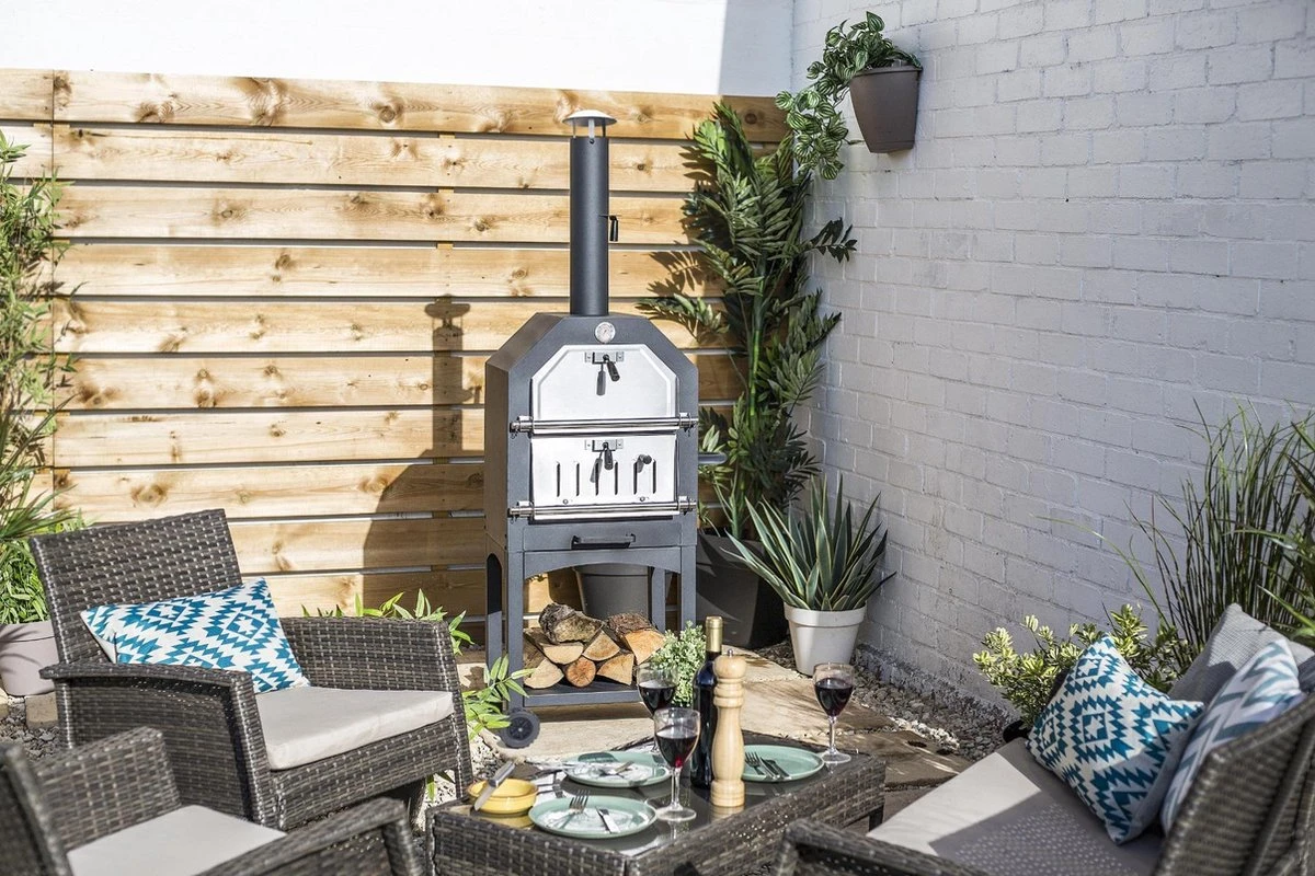 Merkloos MaxxGarden Pizza Oven - Smoker Barbecue Houtskool 45 X 65 X 158cm - Afbeelding 4