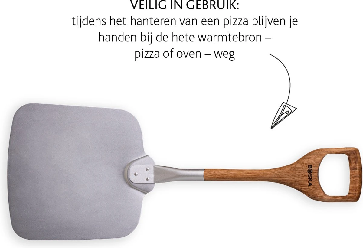 Boska Pizzaschep Barbecue - Kort Handvat - Stabiel - Aluminium - Eikenhout - BBQ Accessoires - Afbeelding 5