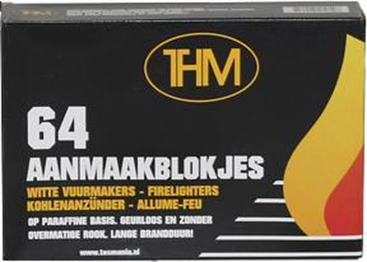 THM Witte Aanmaakblokjes Paraffine 64 Stuks Omdoos 12 Pakjes - Afbeelding 4