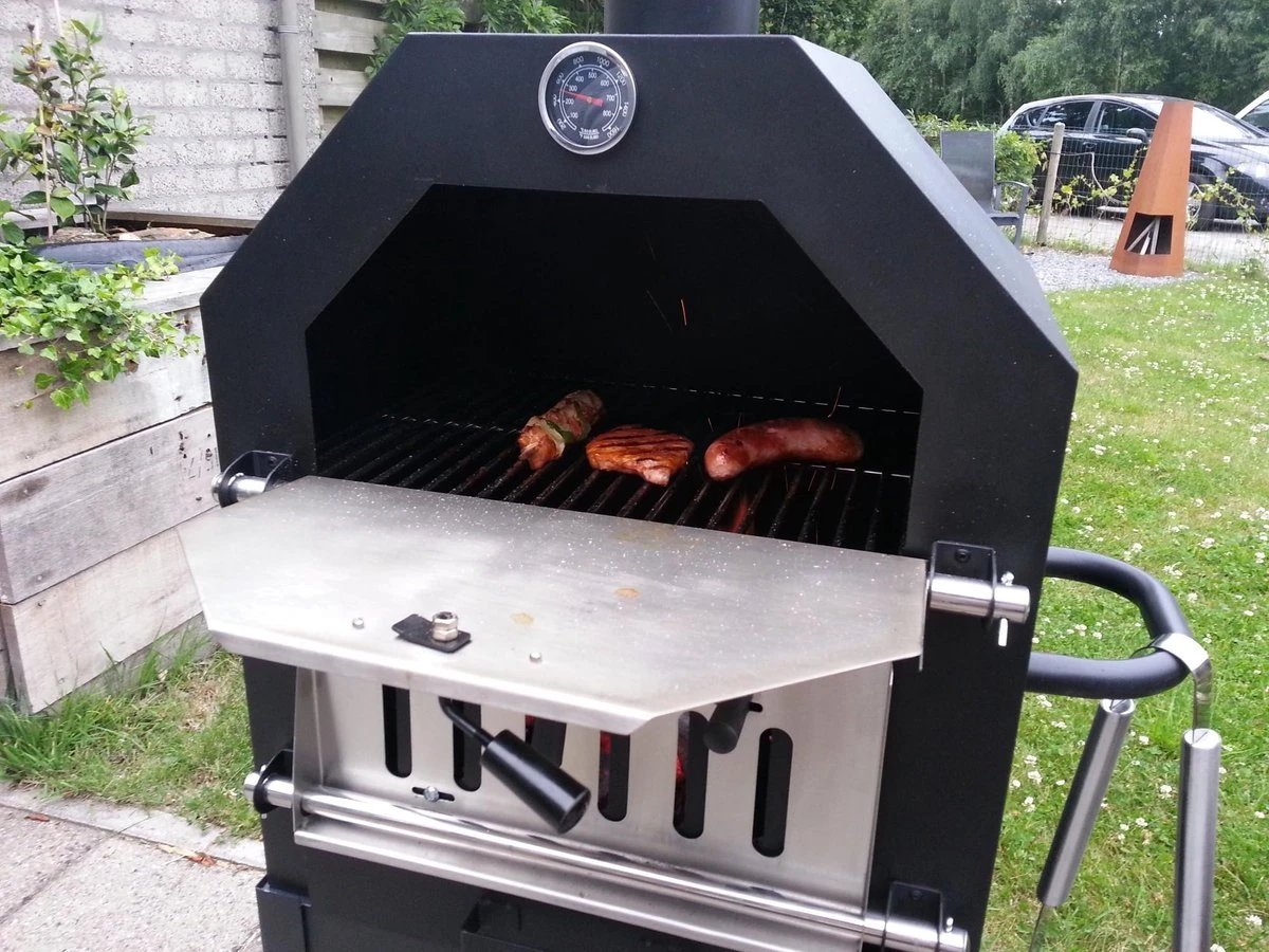 Merkloos MaxxGarden Pizza Oven - Smoker Barbecue Houtskool 45 X 65 X 158cm - Afbeelding 7