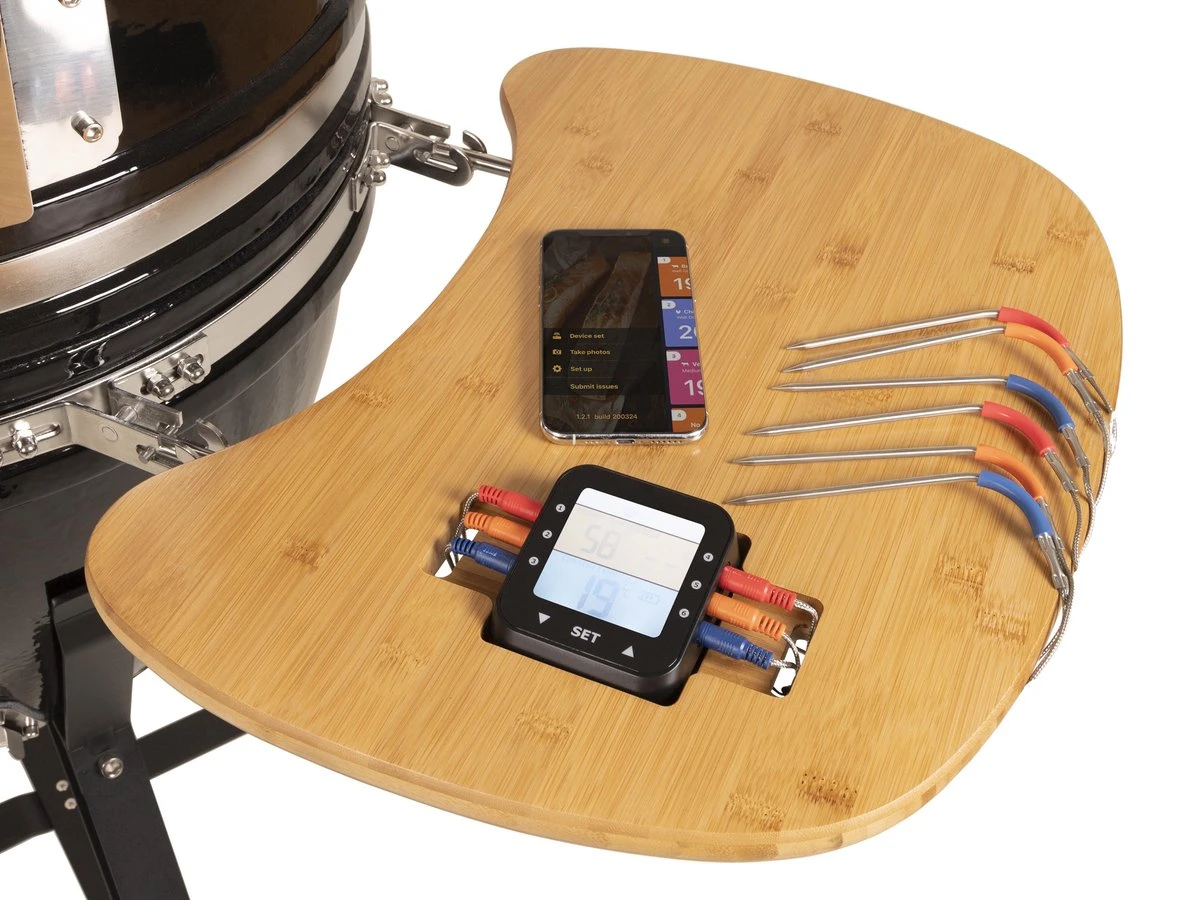 Patton - Kamado 21" - Premium Black - Keramische Barbecue - Incl. Bluetooth Kerntemperatuurmeter - LED Verlichting - Large - Compleet - Zwart - Afbeelding 6