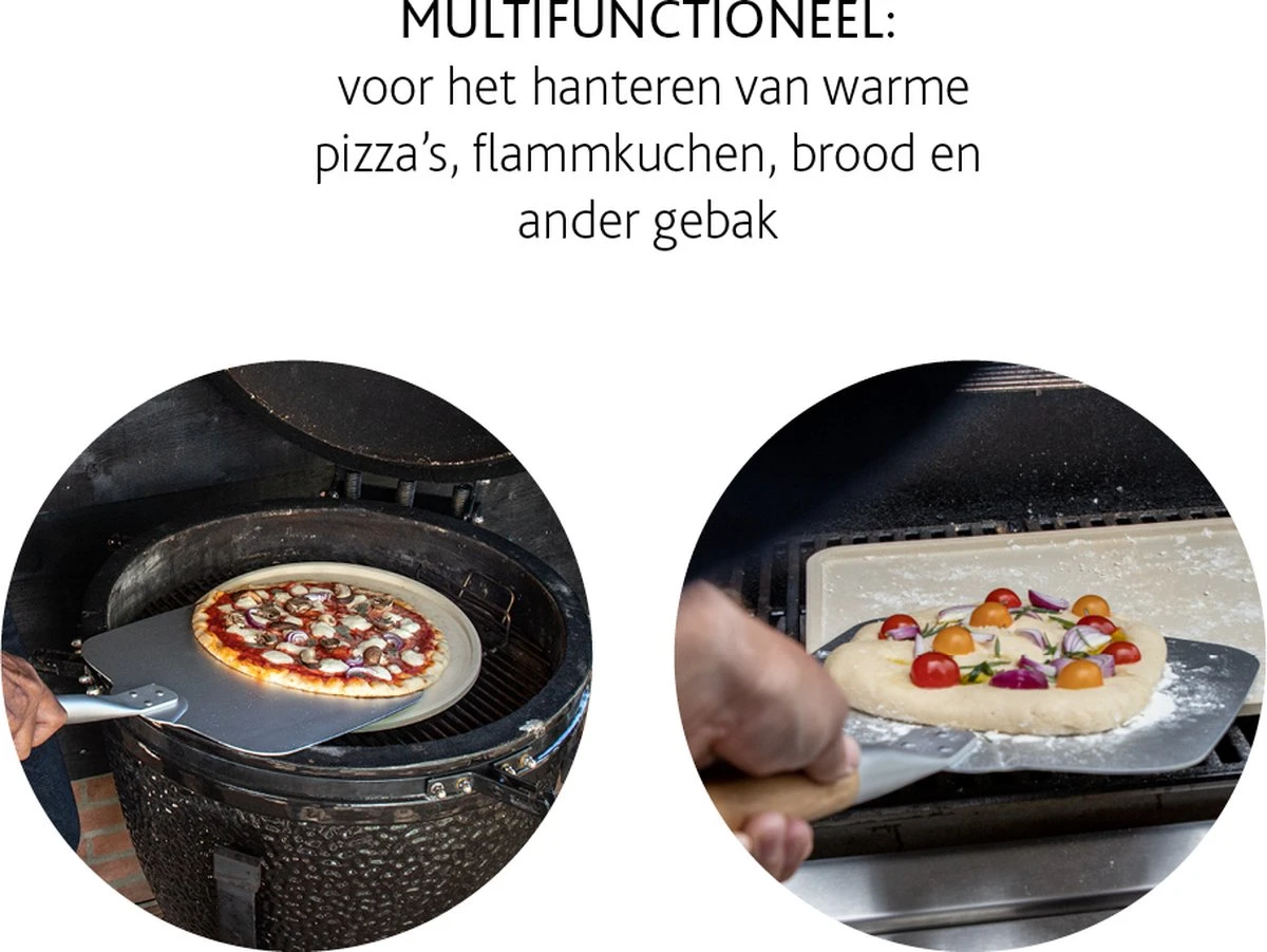 Boska Pizzaschep Barbecue - Kort Handvat - Stabiel - Aluminium - Eikenhout - BBQ Accessoires - Afbeelding 2