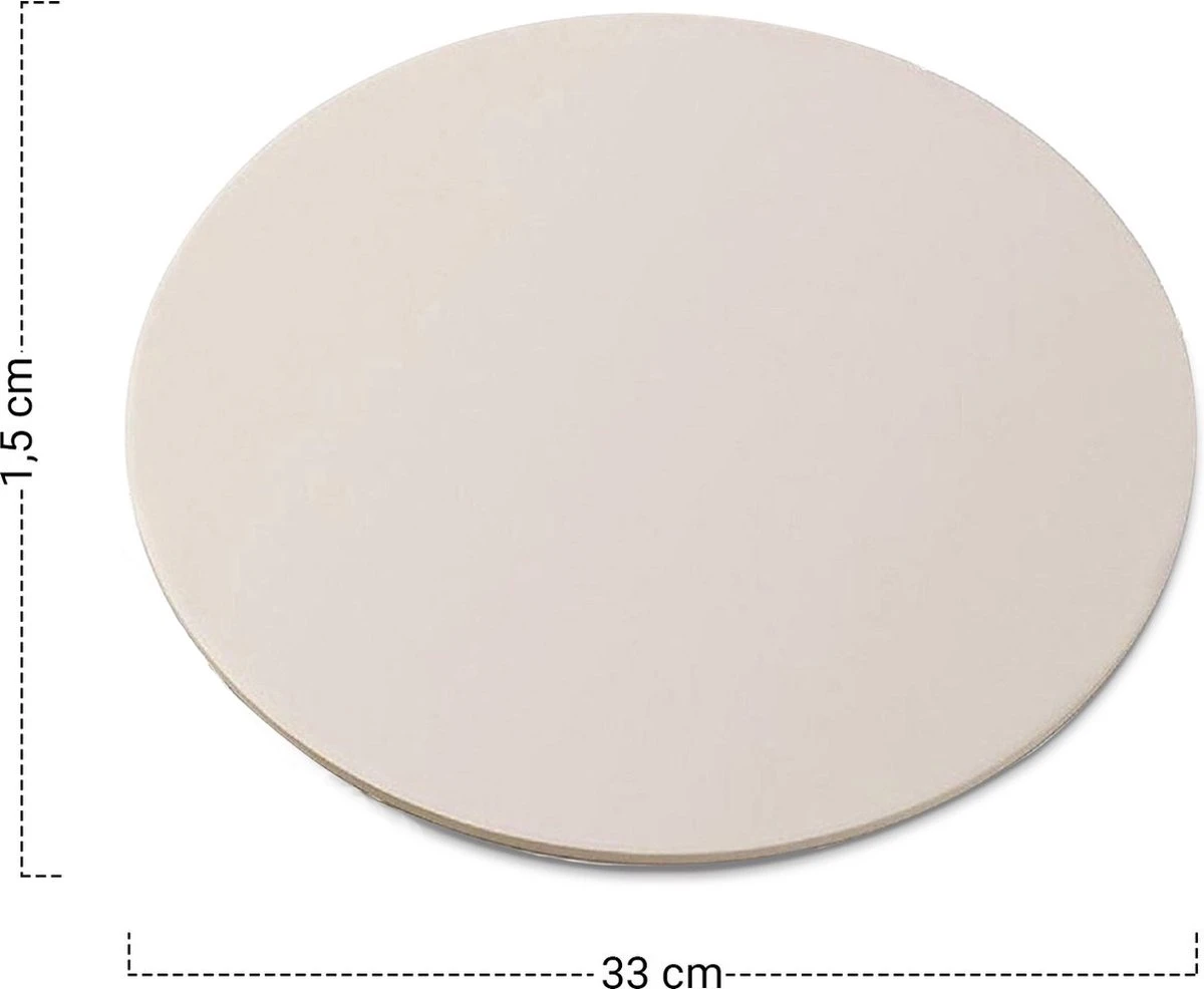 MaxxHome Pizzasteen - BBQ Steen - Pizzasteen Voor De Lekkerste Bereiding Van Een Pizza Op Jouw Barbecue Of In De Oven - Pizza Steen Rond - Medium (33 Cm) - Afbeelding 4