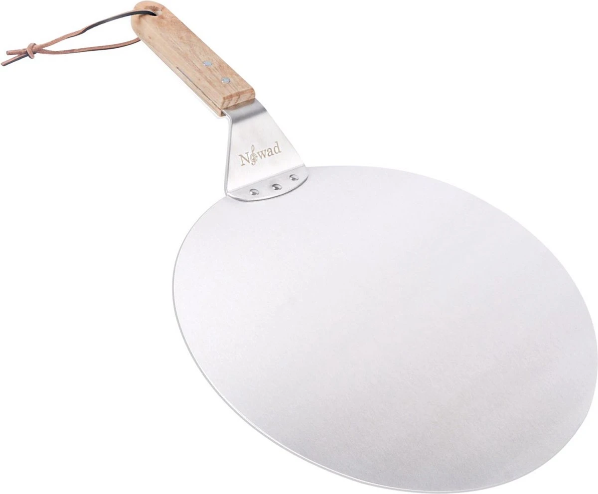 Nowad Pizzaschep RVS Rond Voor BBQ En Oven - 30,5 Cm - Pizzaspatel - Taartschep - Houten Handvat - Ophangbaar - Rond - Vaatwasbestendig - Keukenaccessoires - Afbeelding 15