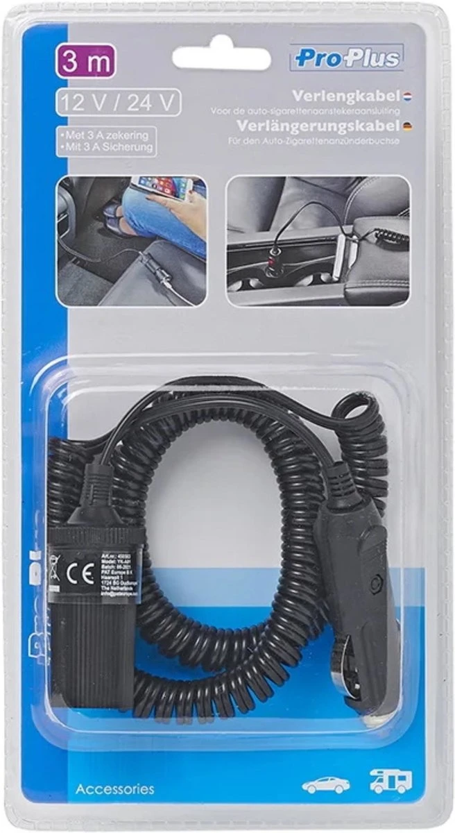 Proplus Verlengkabel Sigarettenaansteker 3m 12/24 Volt 3 Ampère - Afbeelding 8