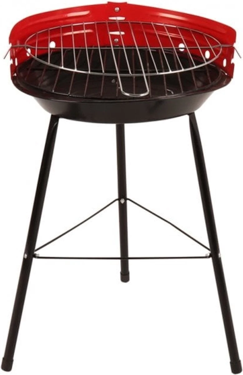 Houtskoolbarbecue Ø33 Cm | Verstelbare Grill BBQ | Halfopen | Zwart / Rood - Afbeelding 4