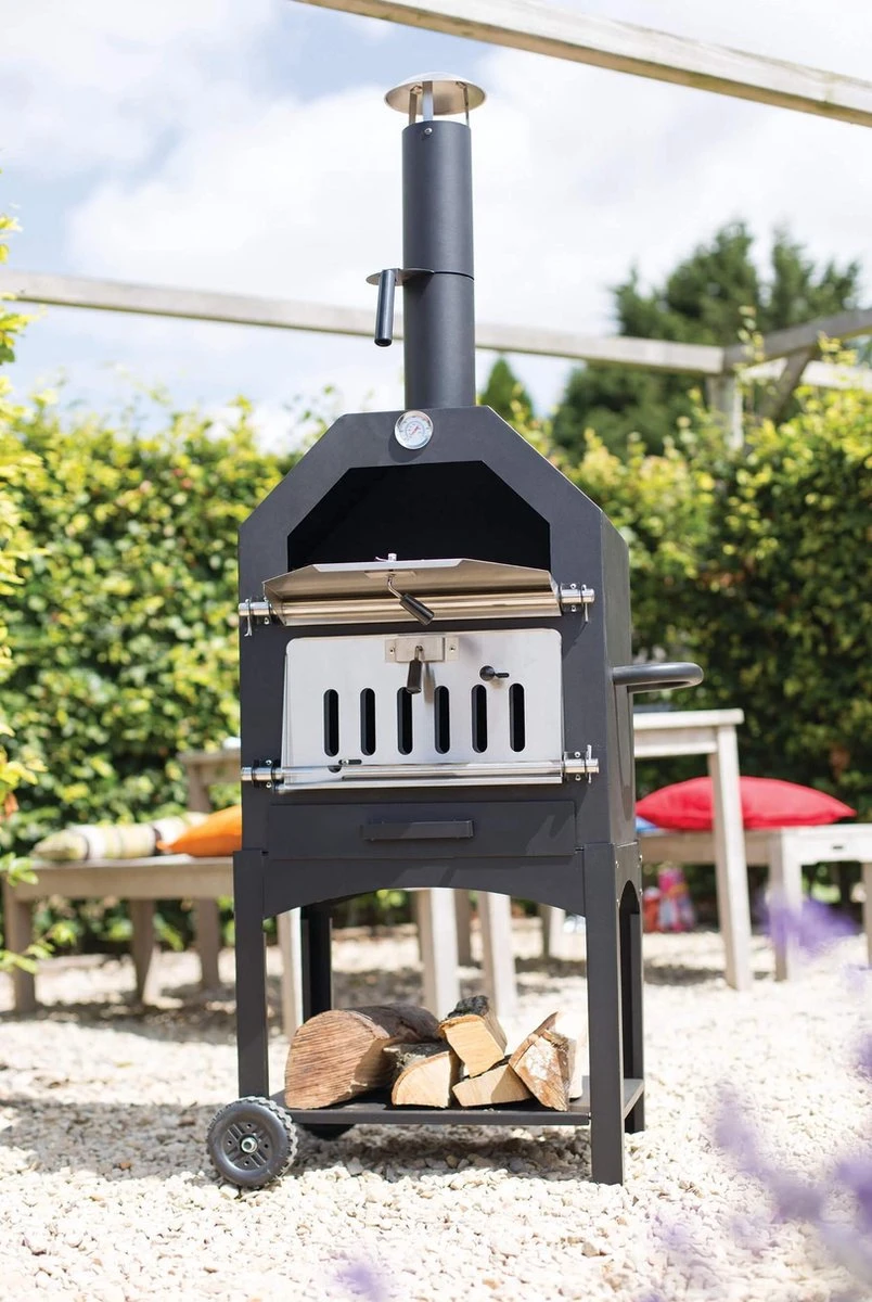 Merkloos MaxxGarden Pizza Oven - Smoker Barbecue Houtskool 45 X 65 X 158cm - Afbeelding 5