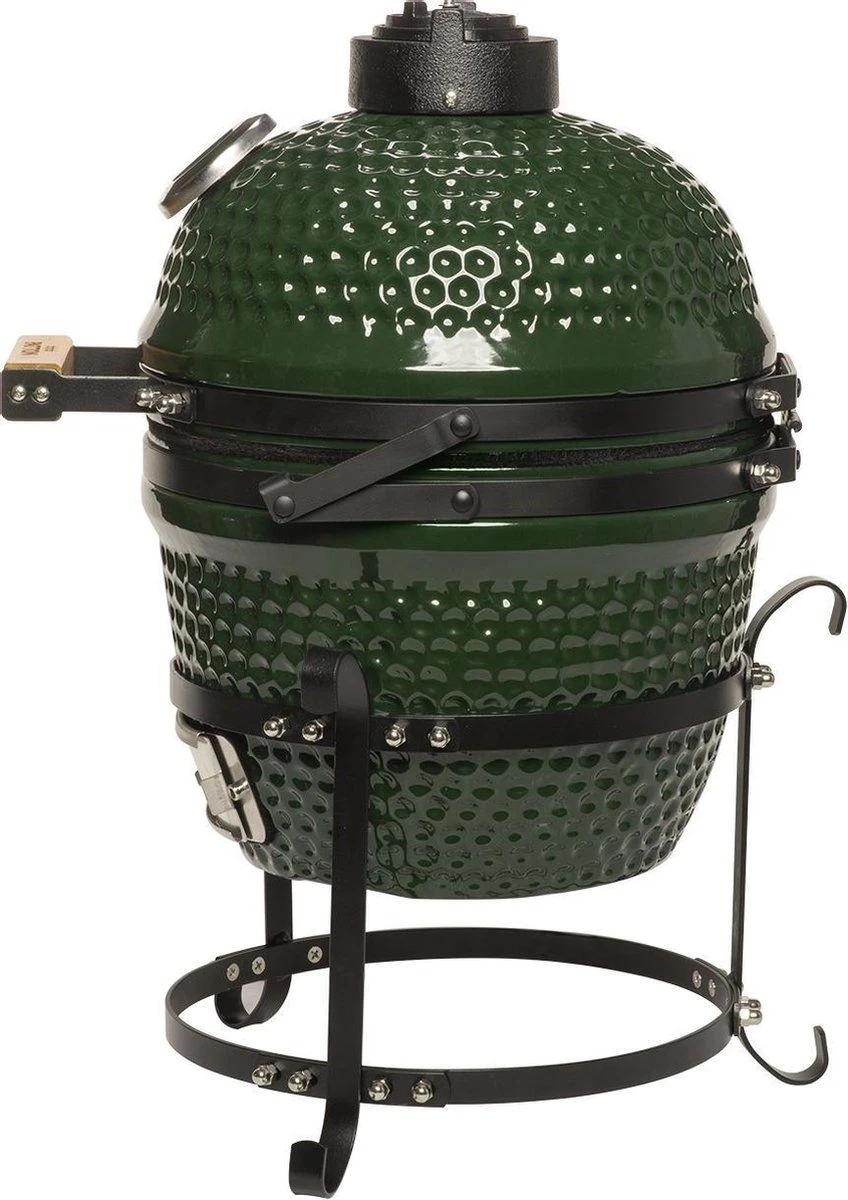 Patton Kamado Keramische Houtskoolbarbecue - 13" - Grilloppervlak Ø 28 Cm - Inclusief Heatdeflector - Groen - Afbeelding 3