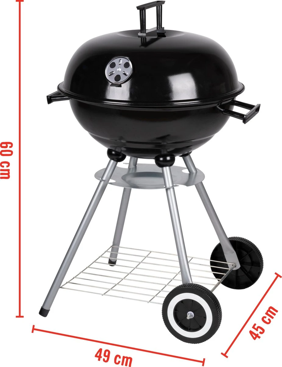 BBQ Collection Houtskoolbarbecue - Kogelbarbecue 45 X 60 Centimeter - Ronde Barbecue - Barbecue Op Wielen - Zwart - Metaal - Afbeelding 6